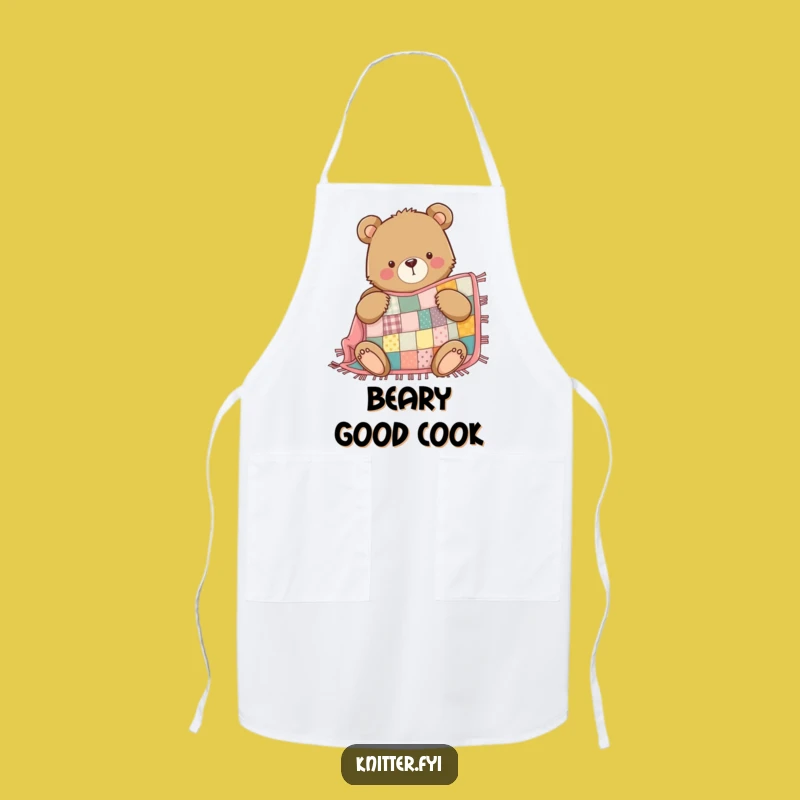 Funny Bear Apron: Quilting Bear Kitchen Wear, Gift for Sewers