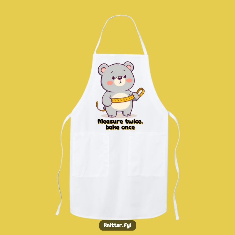 Funny Bear Measuring Apron: Determined Crafter Bear in the Kitchen, Great Funny Gift