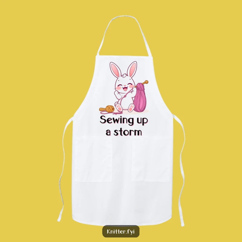 Funny Bunny Chef Apron: Joyful Yarn Threading, Whimsical Kitchen Gift