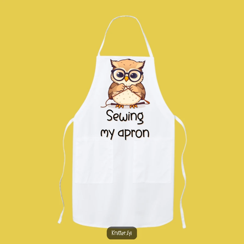 Funny Owl Sewing Apron: Practical Spectacled Owl Threading Needle Kitchen Gift