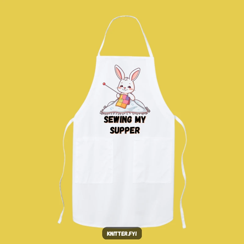 Funny Rabbit Sewing Patch Apron - Chef's Craft Humor Kitchen Gift