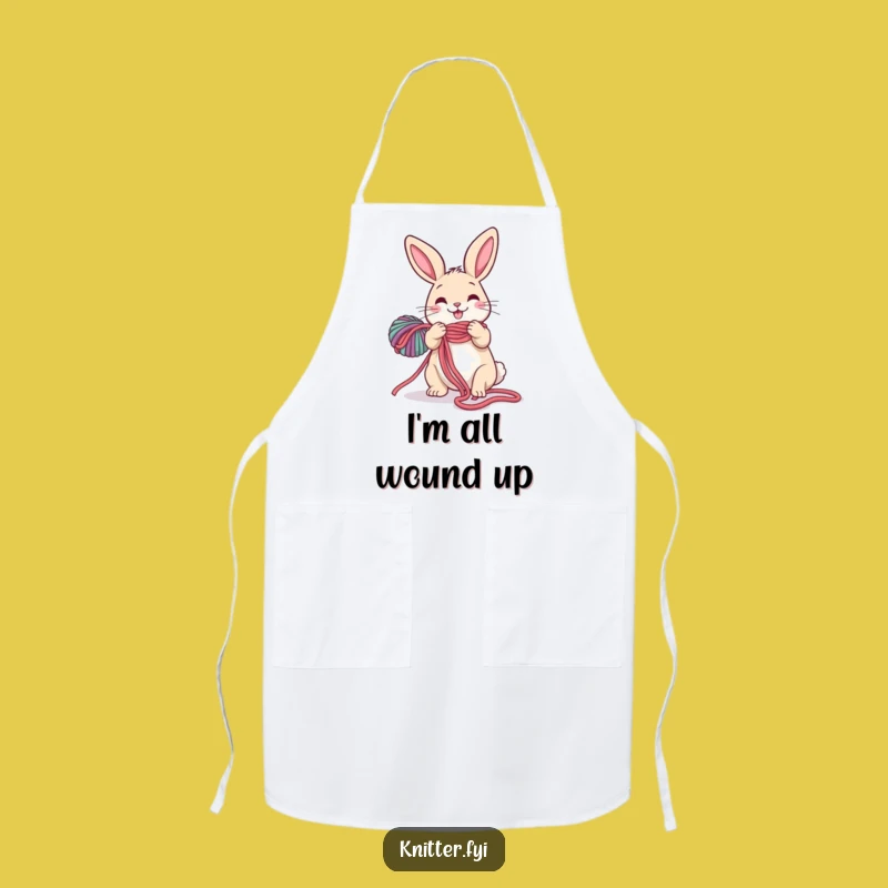 Funny Rabbit Apron: Happy Crafter's Kitchen Wear with Unraveling Yarn, Gift Idea