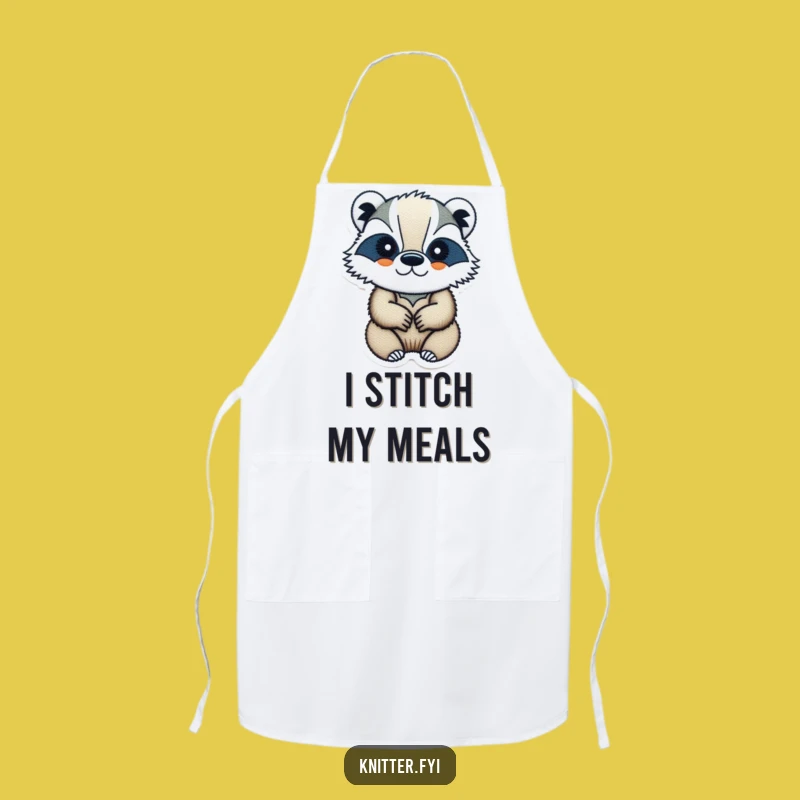 Funny Badger Embroidery Apron: Hilarious Badger Gift for Stitchers