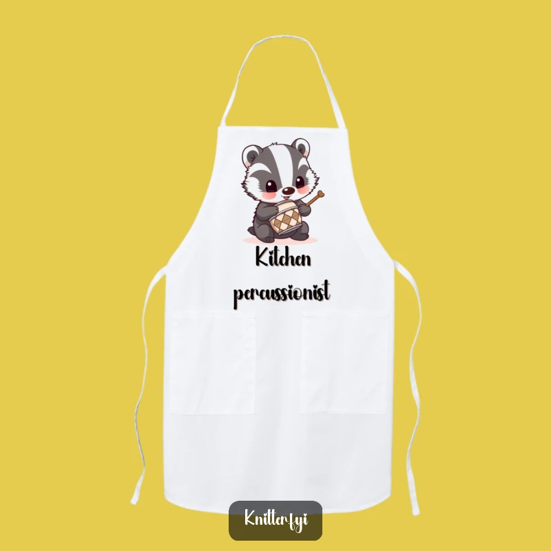 Funny Badger Drummer Apron: Keep Clean While Rocking Out, Music Gift