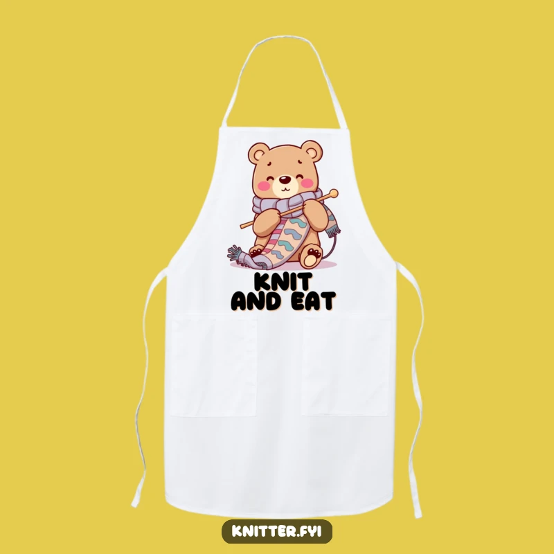 Funny Bear Knitting Scarf Apron - Crafty Kitchen Humor Gift