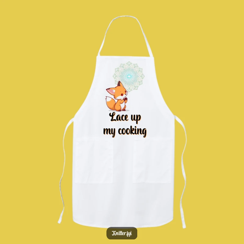 Funny Fox Examining Lace Apron - Artistic Kitchen Humor Gift