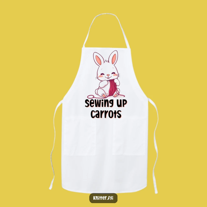 Funny Rabbit Sewing Apron - Cheerful Threader, Perfect Funny Kitchen Gift