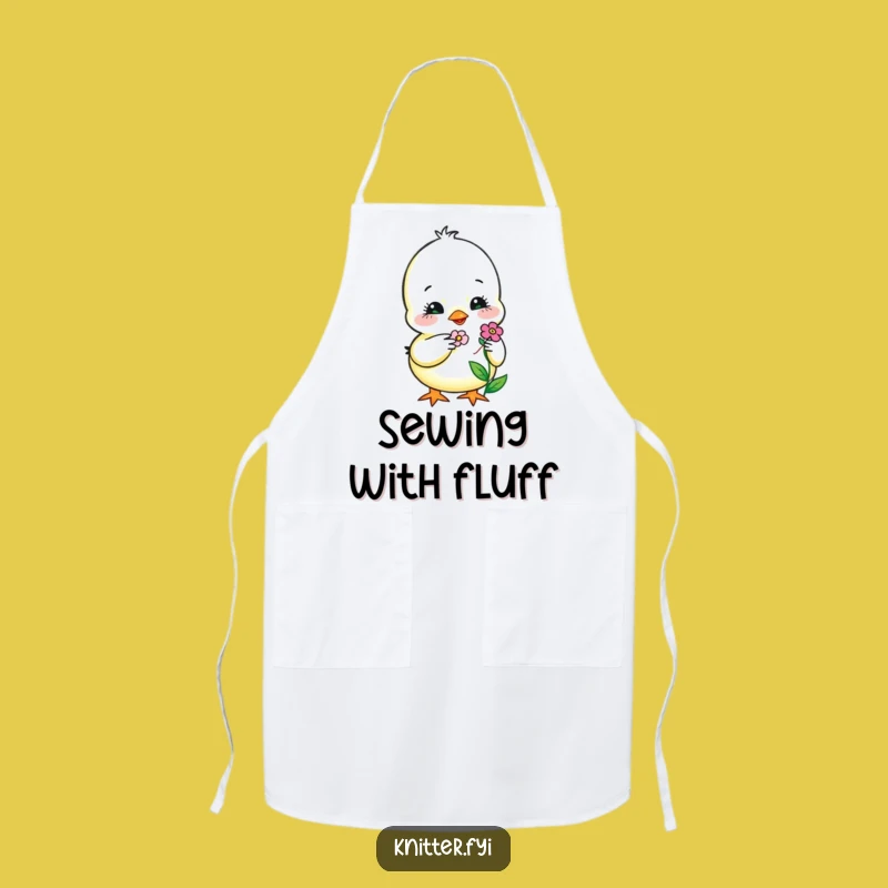 Funny Chick Embroidery Apron: Sweet Bird Stitching Flower in the Kitchen, Great Funny Gift