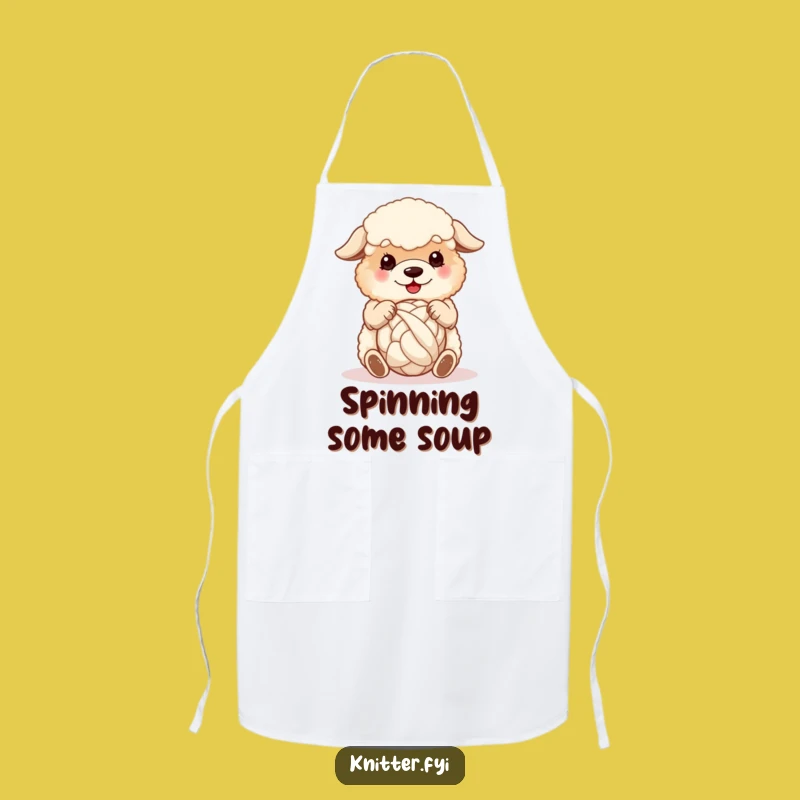 Funny Sheepdog Wool Apron: Adorable Dog Yarn Spinner, Perfect Kitchen Funny Gift