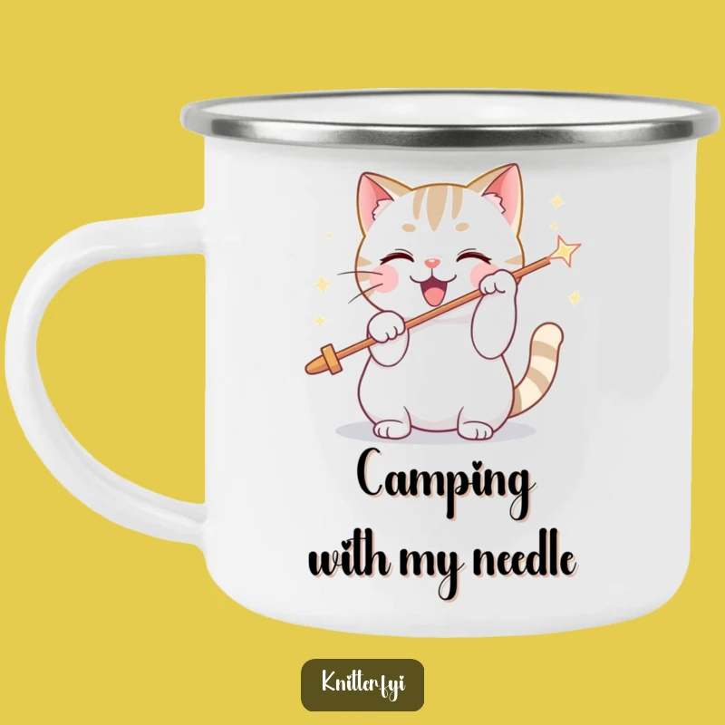 Funny Cat Threading Needle Camping Mug - Outdoor Pet Adventure Gift