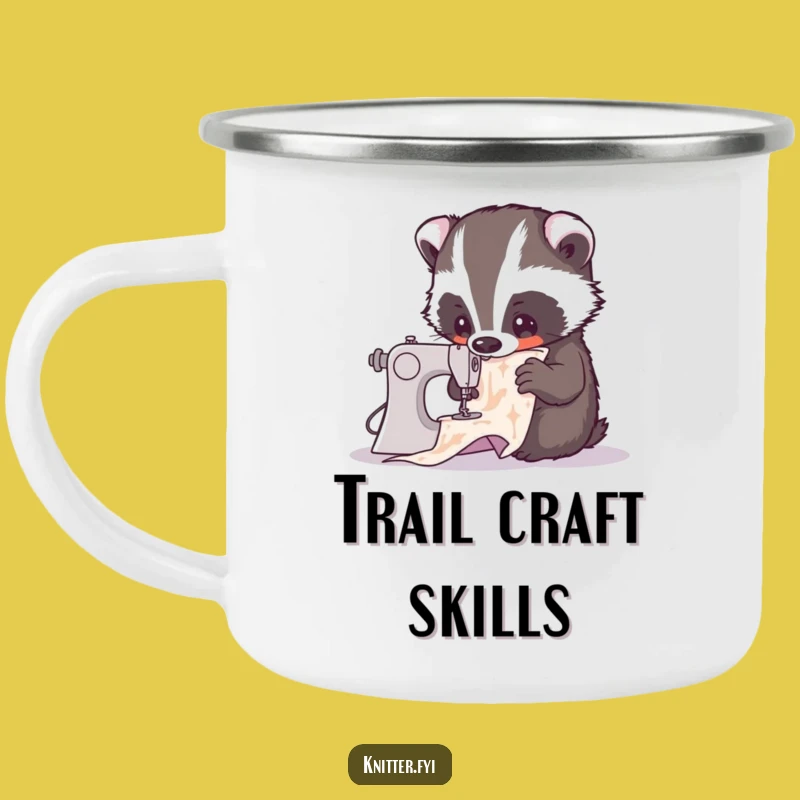 Funny Badger Sewing Camping Mug - Crafty Critter Outdoors, Durable Funny Gift!