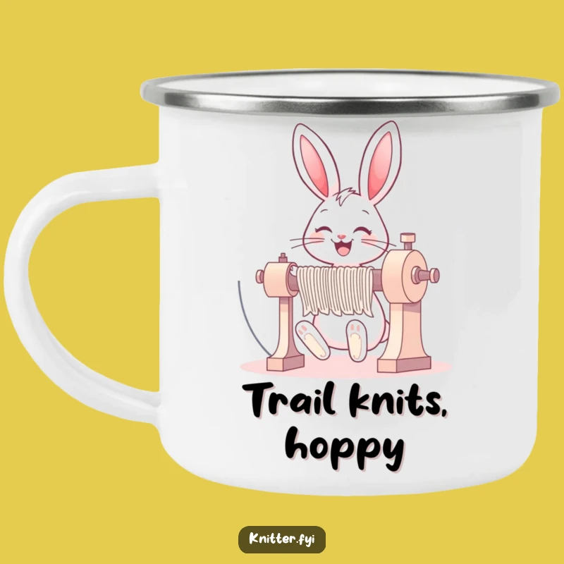 Funny Bunny Knitting Camping Mug: Adventure Ready Yarn Lover
