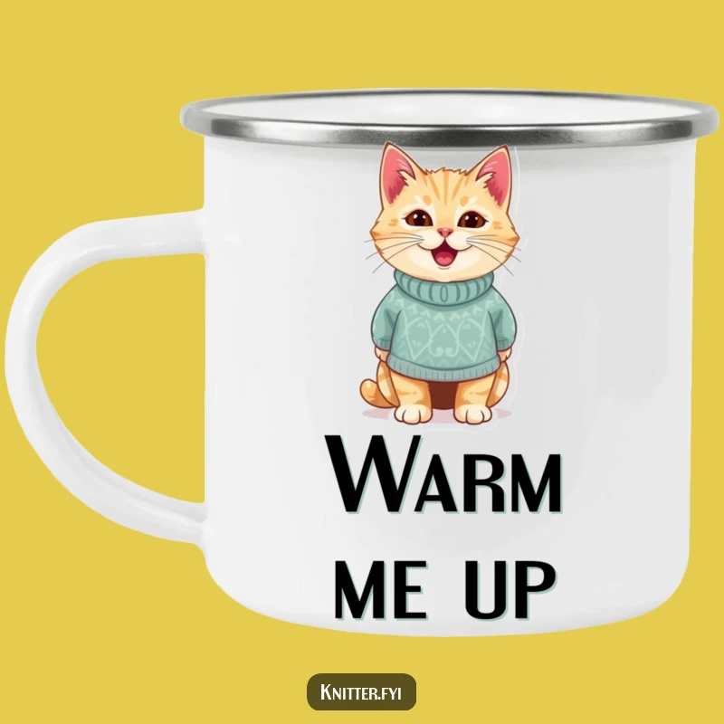 Funny Cat Sweater Camping Mug - Cozy Feline Adventures, Durable Funny Gift!