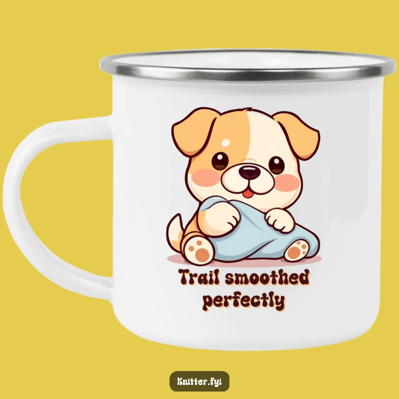 Funny Kawaii Dog Camping Mug: Fabric Smoothing Wanderer - Outdoor Hilarious Gift