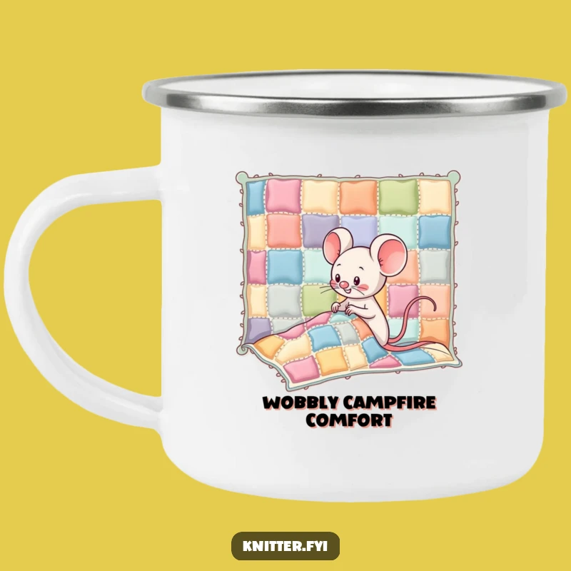 Funny Kawaii Mouse Camping Mug: Quilt Crafting Adventure - Outdoor Hilarious Gift