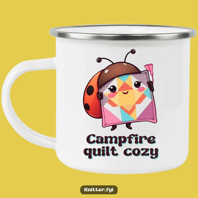 Funny Ladybug Camping Mug: Your Quilted Adventure Companion