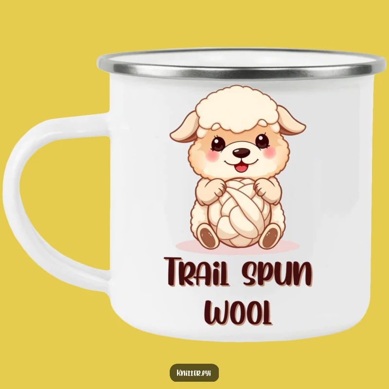 Funny Sheepdog Wool Camping Mug: Adorable Dog Spinning Yarn, Perfect Outdoor Funny Gift
