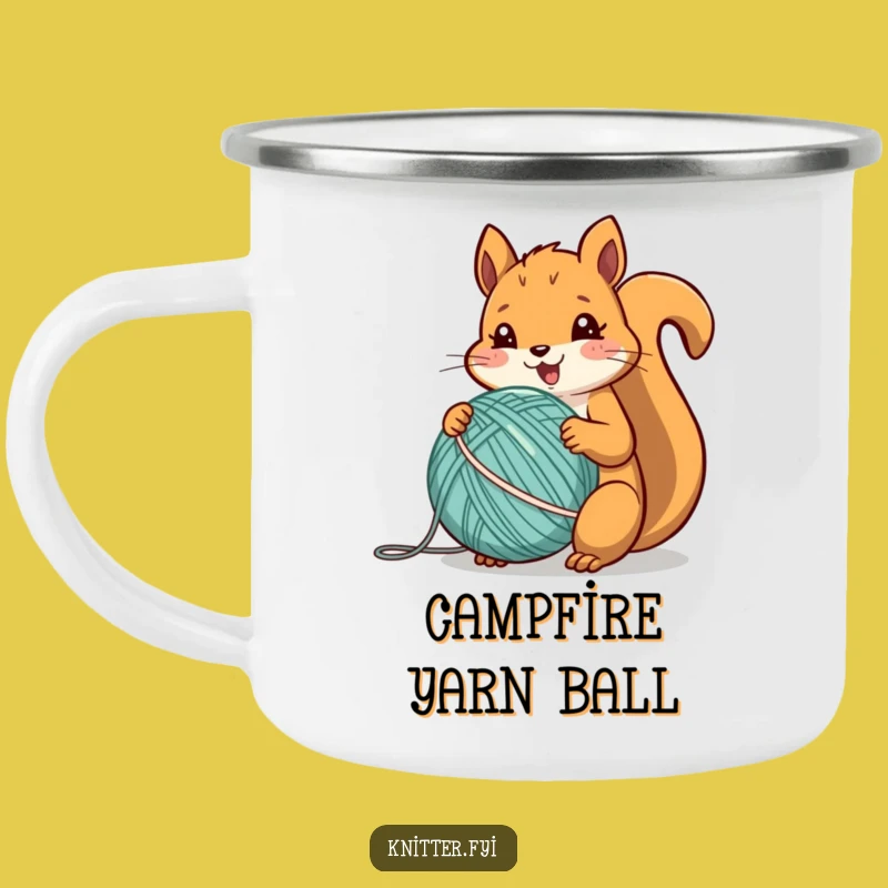 Funny Squirrel Yarn Camping Mug: Adventure Fuel for Crafters