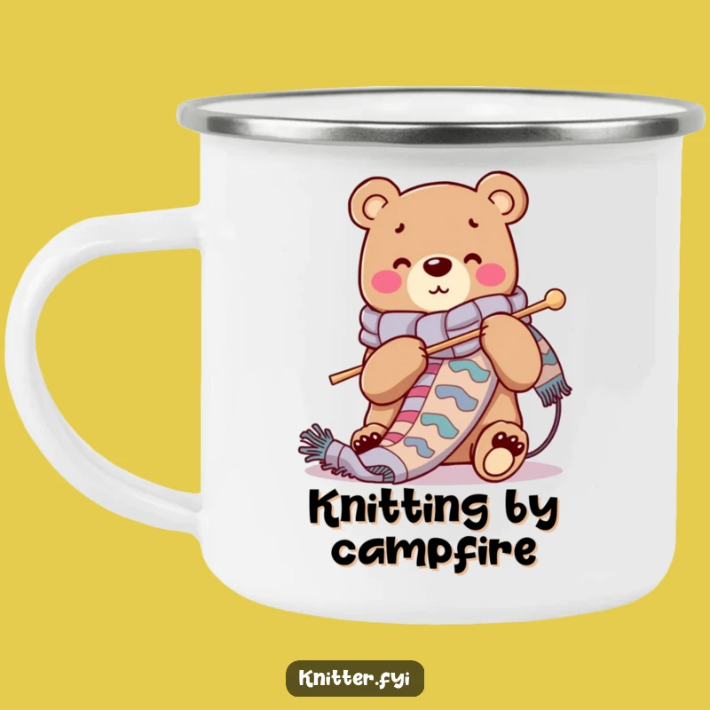 Funny Bear Knitting Scarf Camping Mug - Outdoor Craft Adventure Gift