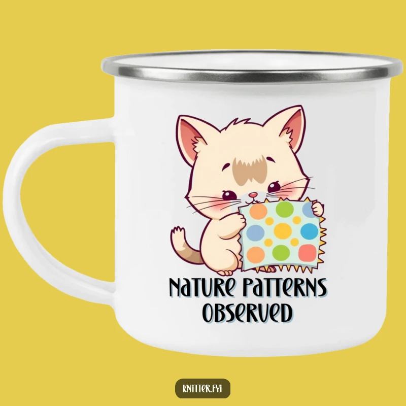 Funny Camping Mug: Curious Creature Examines Swatch, Sip & Explore!