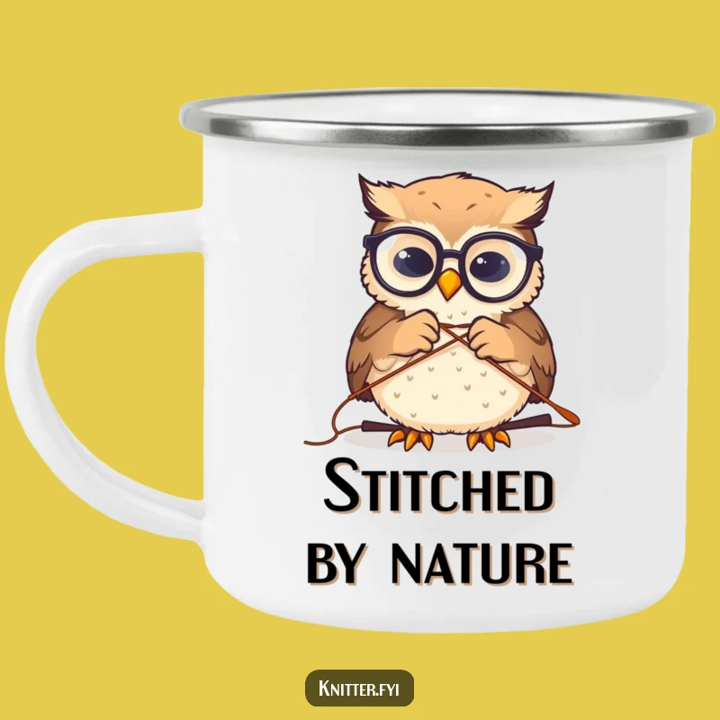Funny Owl Sewing Camping Mug: Durable Spectacled Owl Threading Needle Drinkware