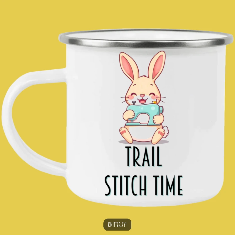 Funny Rabbit Sewing Camping Mug - Cheerful Outdoor Crafting Gift