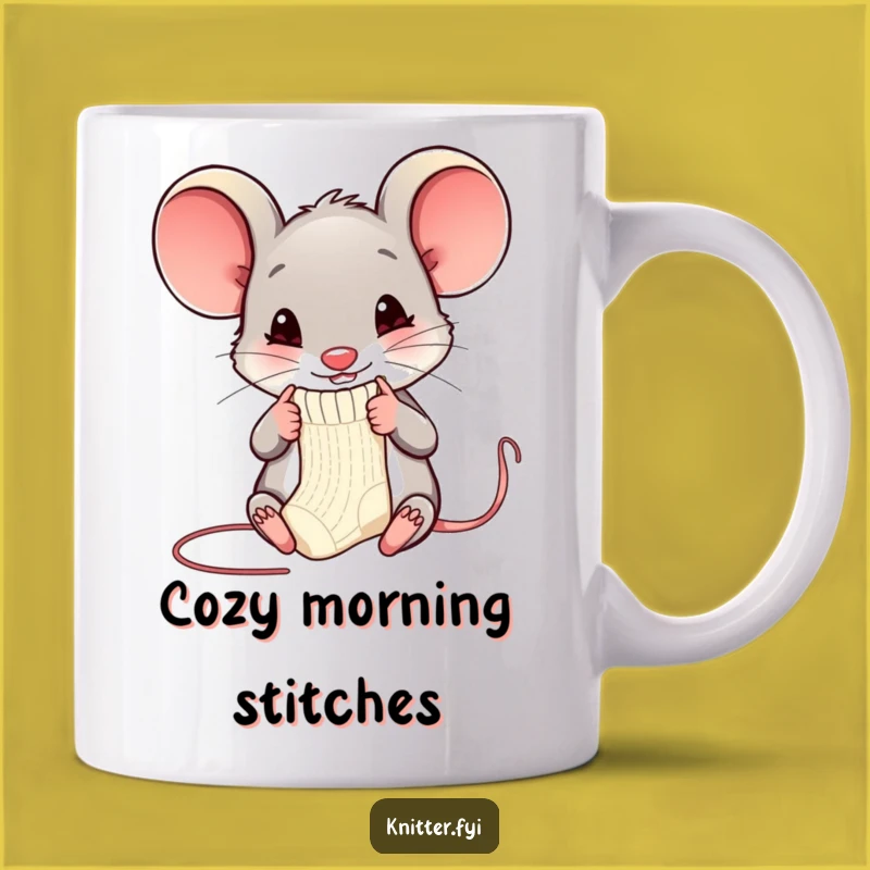 Funny Mouse Knitting Mug: Hilarious Mouse Gift for Knitters