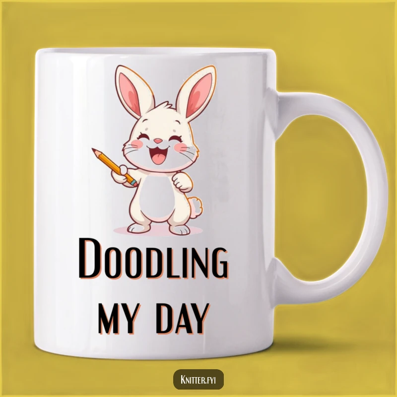 Funny Bunny Artist Mug: Joyful Rabbit Drawing Patterns, Unique Crafter Gift
