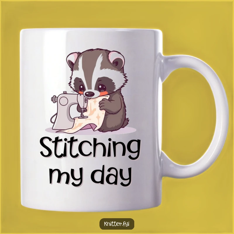 Funny Badger Sewing Mug - Curious Critter Craft, Perfect Hobby Funny Gift!