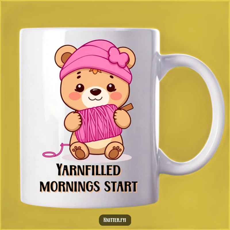 Funny Bear Cub Yarn Mug - Perfect Humorous Gift for Knitters and Crafters