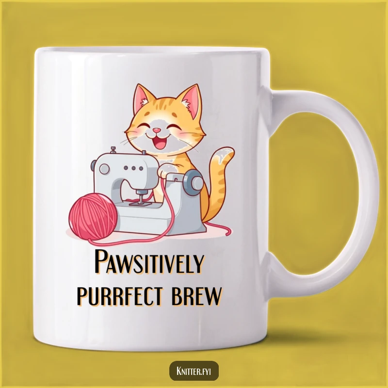 Funny Cat Sewing Mug - Happy Operator, Purrfect Funny Gift Idea