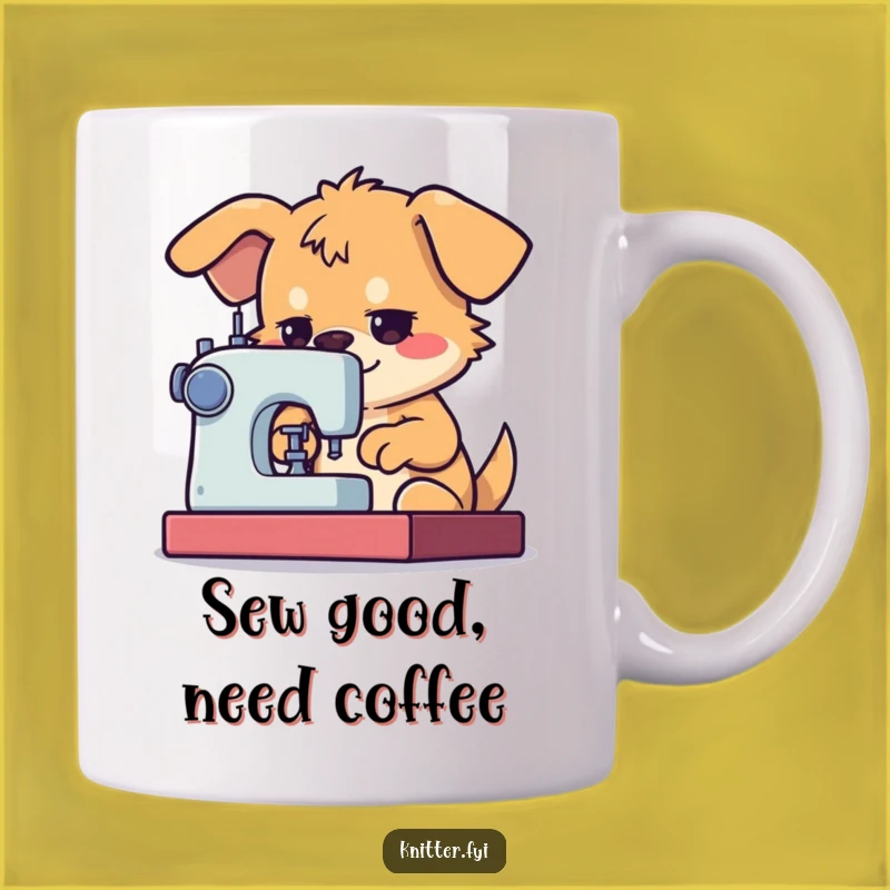 Funny Dog Sewing Mug: Determined Pooch Power Shirt Gift for Sewists