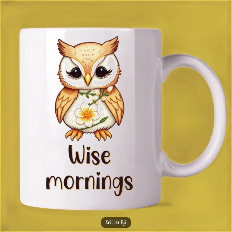 Funny Owl Embroidery Mug: Focused Bird Art, Perfect Gift for Crafters