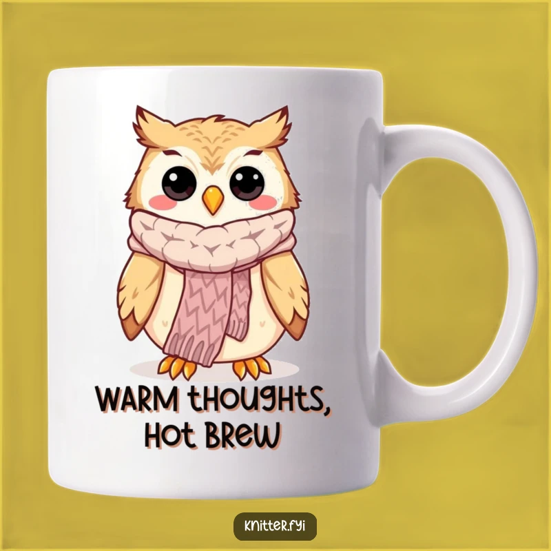 Funny Owl Knitter Mug: Happy Bird Proud of Scarf, Perfect Crafter Gift