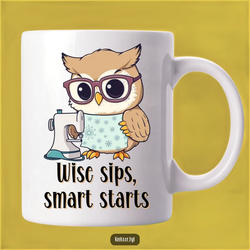 Funny Owl Sewing Mug: Curious Pattern Study, Perfect Gift for Sewists