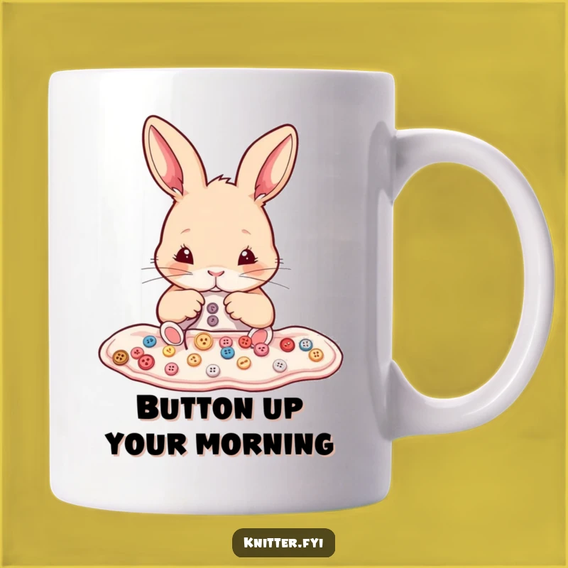 Funny Rabbit Sewing Mug - Determined Bunny Meticulously Sewing, Perfect Gift for Crafters