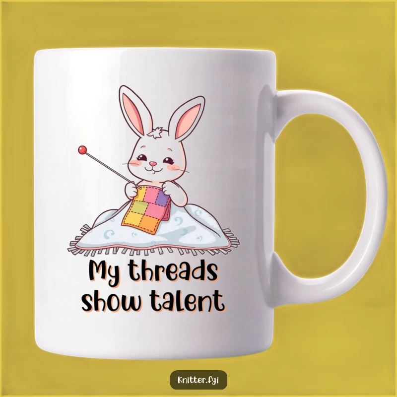 Funny Rabbit Sewing Patch Coffee Mug - Adorable Crafty Gift for Hobbyists