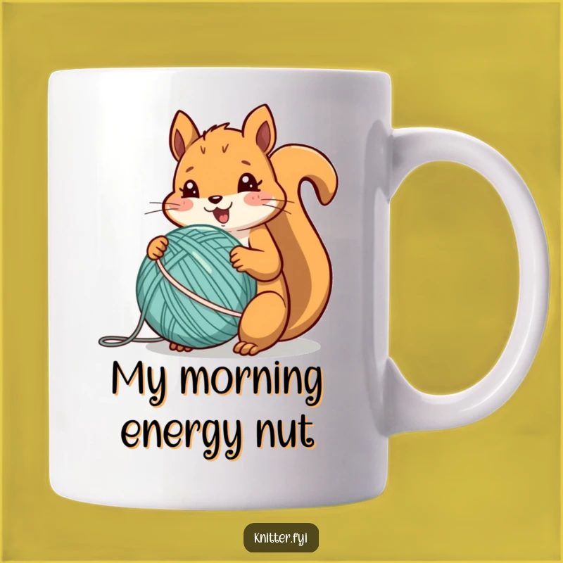 Funny Squirrel Yarn Mug: Hilarious Gift for Energetic Crafters