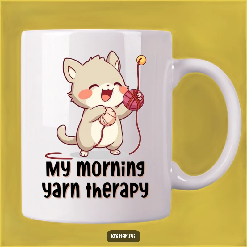 Funny Yarn Batting Creature Mug: Perfect Gift for Playful Knitters and Crafters