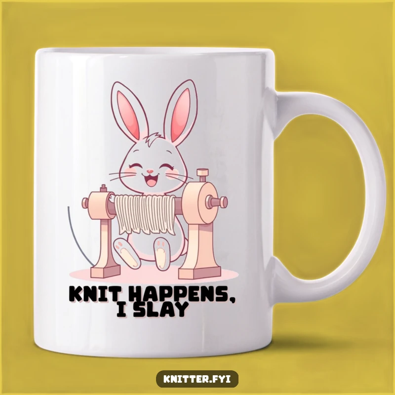 Funny Bunny Knitting Mug: Hilarious Gift for Crafty Friends