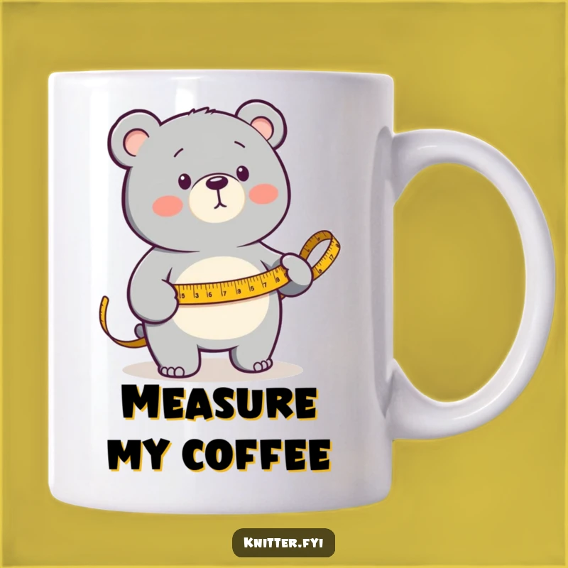 Funny Bear Measuring Mug: Determined Craftsman Bear with Golden Tape, Perfect Funny Gift