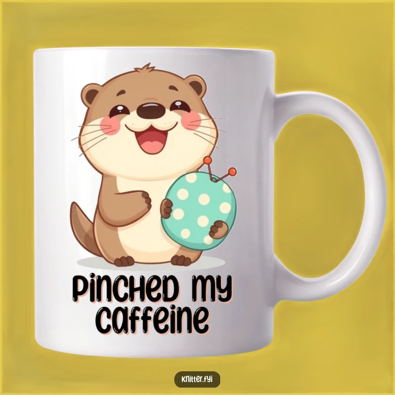 Funny Otter Sewing Mug: Joyful Smiling Otter with Pincushion Gift