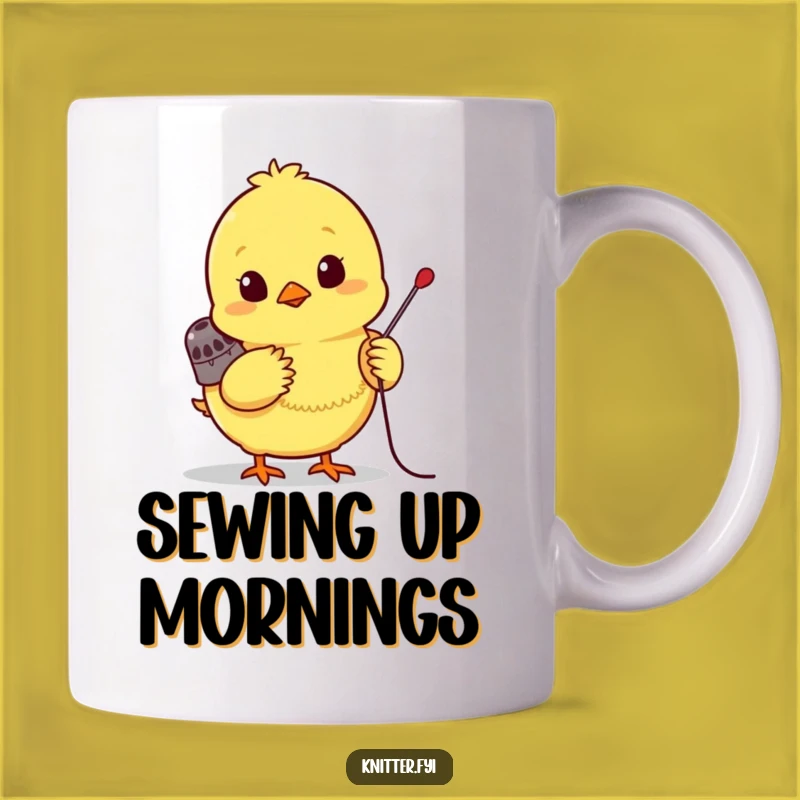 Funny Chick Sewing Mug: Cute Bird with Needle, Perfect Gift for Seamstresses