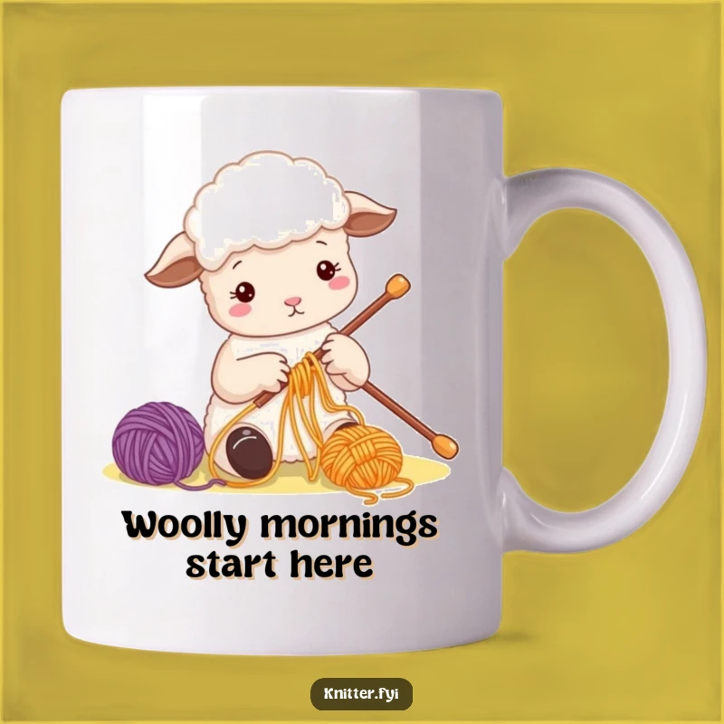 Funny Sheep Yarn Needle Mug: Adorable Crafty Sheep Gift for Knitters and Crocheters