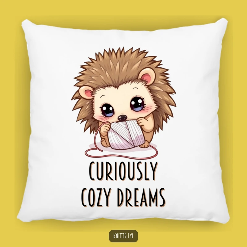 Funny Hedgehog Thread Pillow: Cozy Curious Hedgehog Hugging Spool, Perfect Funny Gift