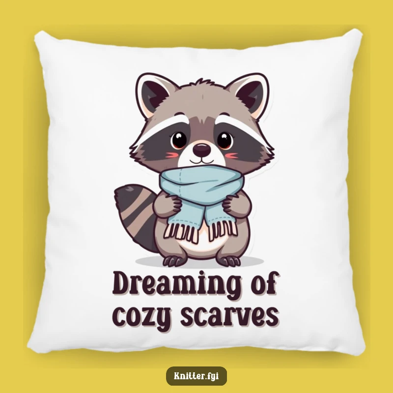 Funny Kawaii Raccoon Pillow: Cozy Scarf Crafting Comfort - Hilarious Gift Decor