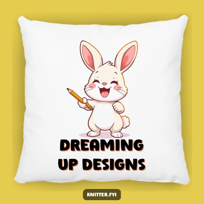 Funny Bunny Artist Pillow: Cozy Cushion with Joyful Rabbit Art, Perfect Gift
