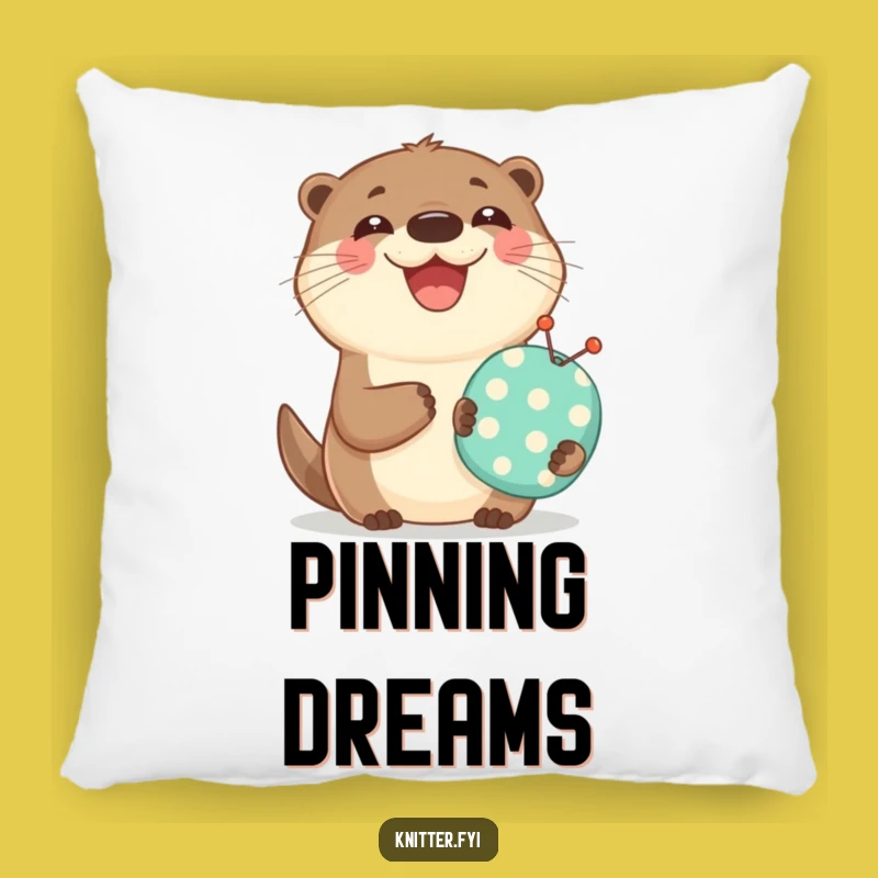 Funny Otter Sewing Pillow: Cozy Joyful Smiling Otter Pincushion Decor