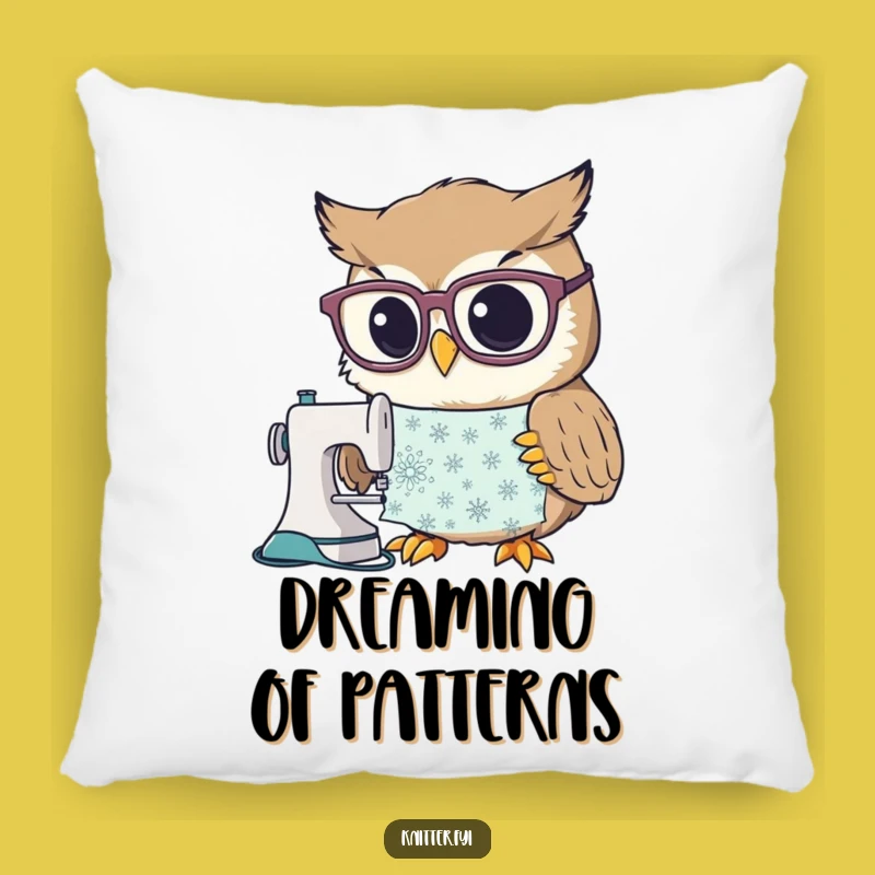 Funny Owl Sewing Pillow: Curious Pattern Study, Cozy Decor Gift