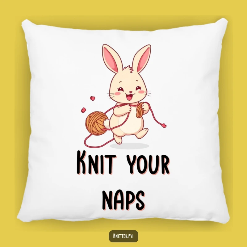 Funny Rabbit Knitting Pillow: Playful Bunny with Yarn Comfort, Perfect Cozy Funny Gift